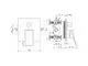 Technisches Diagramm einer Badarmatur von Ideal Standard mit Maßen und Anschlussdetails, einschließlich G 1/2-Anschlüssen und einer Bedienelement-Aussparung.